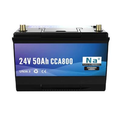 품질 24V 50Ah 나트륨 이온 배터리 800CCA 블루투스 고전압 시작 및 전원 배터리 상업용 트럭 전기 포크 픽 및 해상 시스템 공장