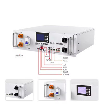 품질 유난 공장 5.12kWh 랙 마운트 리?? 저장 배터리 51.2V 100Ah 6000 사이클 대부분의 태양광 인버터와 호환 OEM ODM 공장