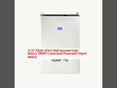 51.2V 200Ah ROHS 벽에 장착 된 태양 전지 10KWh 사용자 정의 된 파워 월 라이프 포 4 배터리